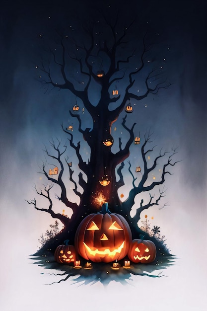 Poster Di Halloween Con Sfondo Di Zucca