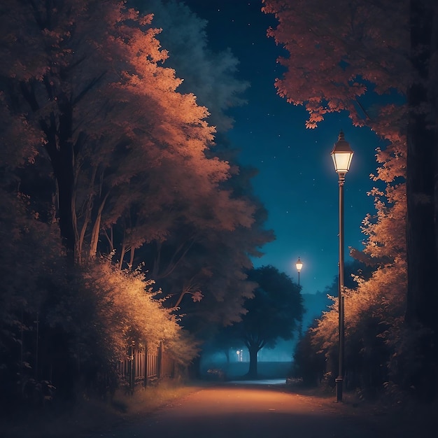 Poster di Halloween con zucche e lanterne accese nello stile di paesaggi urbani scuri e sabbiosi del XIX secolo