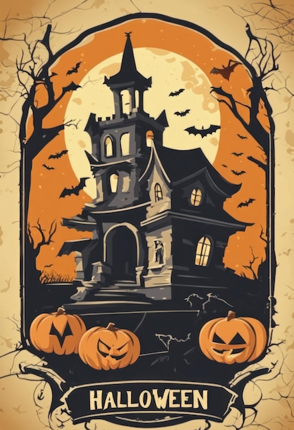 Poster di Halloween in stile retrò inquietante e spettrale