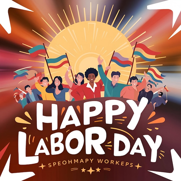 Poster di Happy Labor Day su uno sfondo sfocato