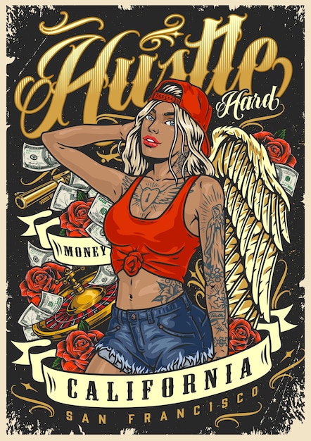 Poster di Hustle bad girl colorato
