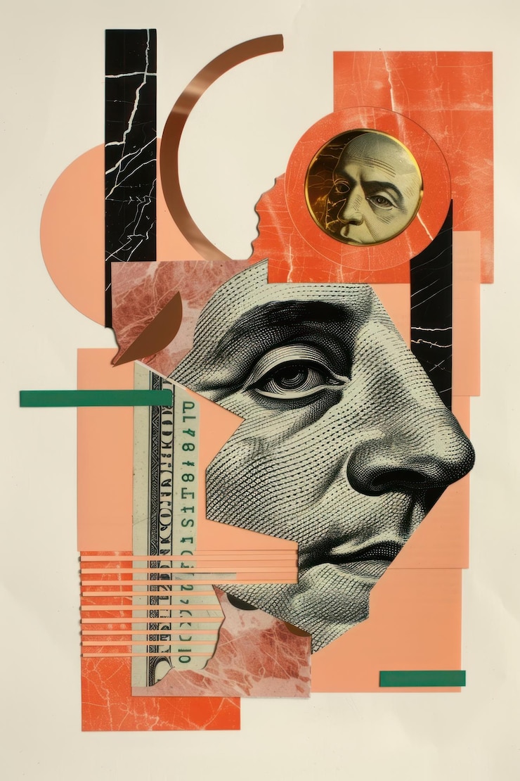Foto poster di pittura a collage di denaro