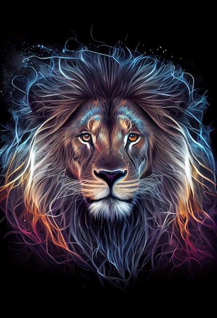 Poster Elettrico testa di leone AI rendering