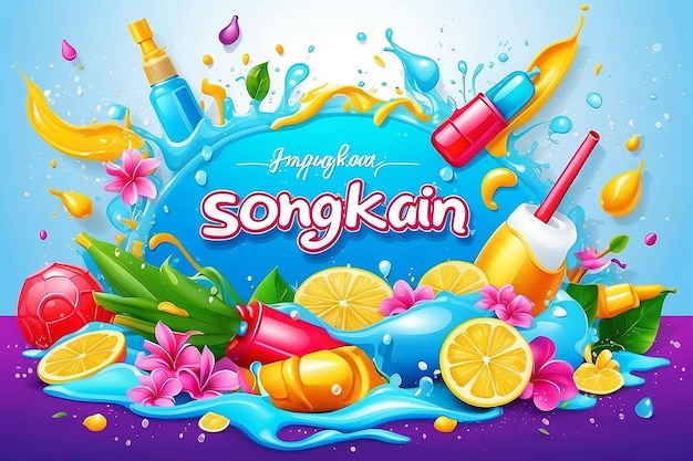 Poster Happy Songkran Modello vettoriale Poster