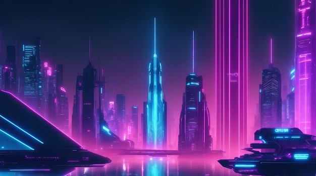 Poster in stile retrowave o synthwave sfondo poster griglia notturna