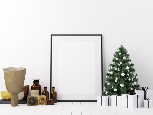 Poster Mockup con decorazioni di Natale Inverno e Santo Stefano