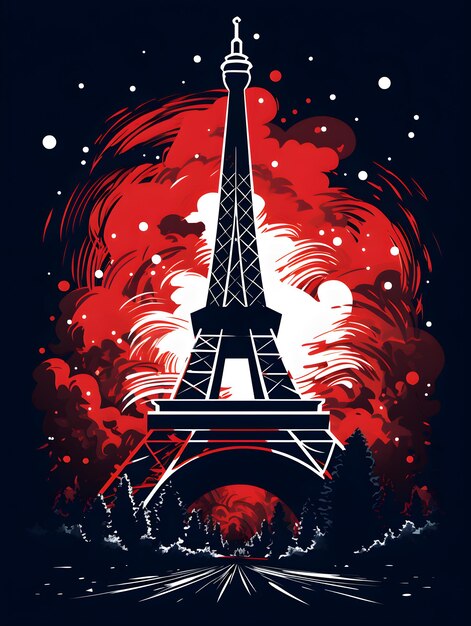 Poster natalizio astratto con la Torre Eiffel