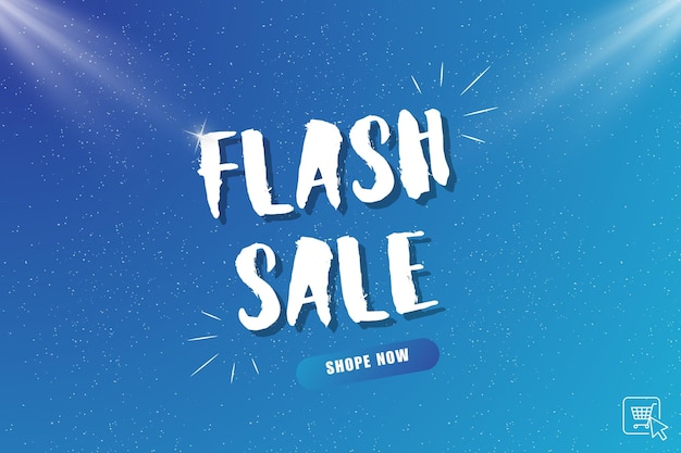 Poster o banner di Flash Shopping con icona Flash con testo 3D su sfondo blu Flash Sales