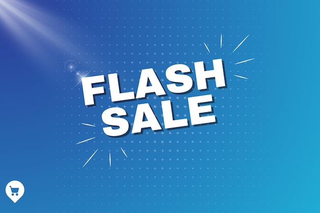 Poster o banner di Flash Shopping con icona Flash con testo 3D su sfondo blu Flash Sales