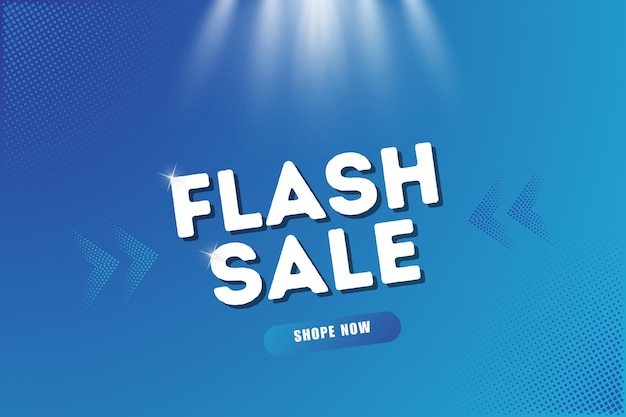 Poster o banner di Flash Shopping con icona Flash con testo 3D su sfondo blu Flash Sales