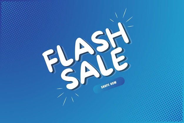 Poster o banner di Flash Shopping con icona Flash con testo 3D su sfondo blu Flash Sales