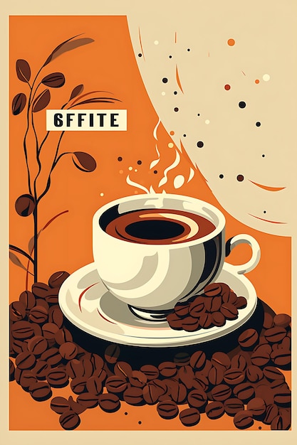 Poster per bevande al caffè con filtro e chicchi di caffè e cucina indiana per lo stile di vita delle celebrazioni del caffè