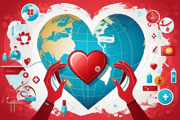 Poster per la Giornata mondiale della Croce Rossa È un concetto di consapevolezza sanitaria celebrato l'8 maggio
