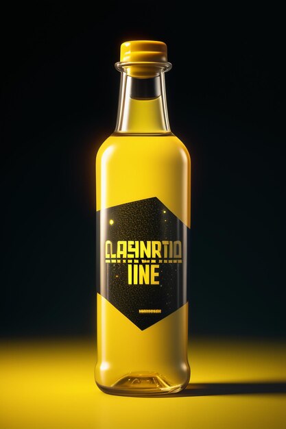 Poster promozionale per l'esposizione del prodotto con fotografia di sfondo di alta qualità per bevande in bottiglia di vetro