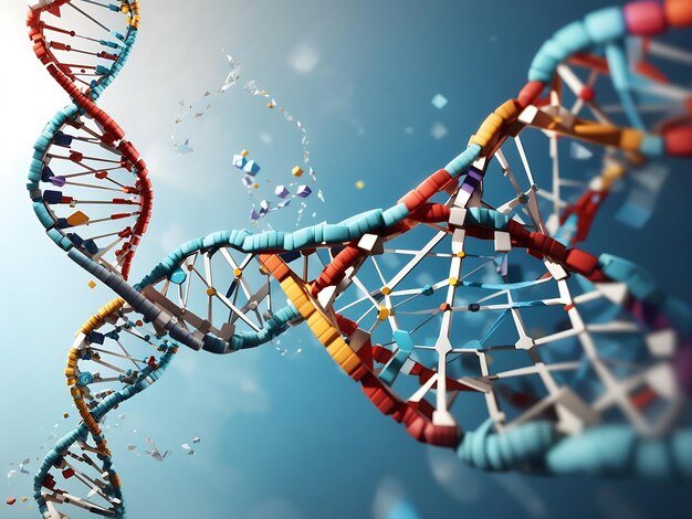 Poster sulla struttura del genoma del DNA con spazio di copia Rendering 3D