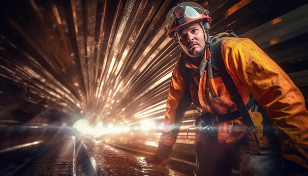 Poster sulle precauzioni per gli incidenti sul lavoro Lavori di costruzione di tunnel