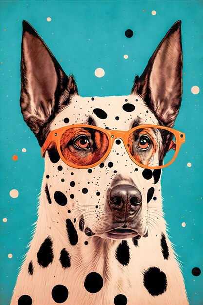 Poster vintage Cane con illustrazione degli occhiali