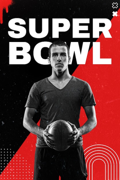 Potente disegno di collage di super bowl