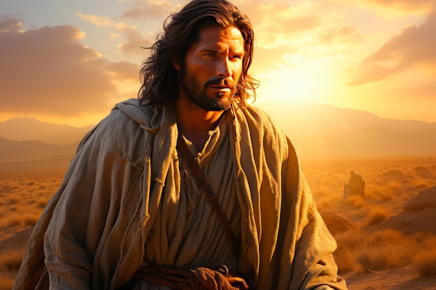 potente rappresentazione di Gesù Cristo la sua aura una miscela di compassione e divinità