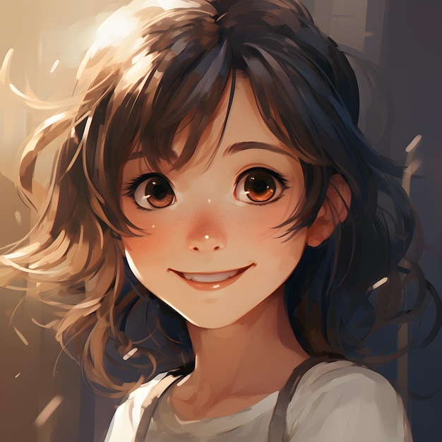 potrait full face di una bella ragazza anime