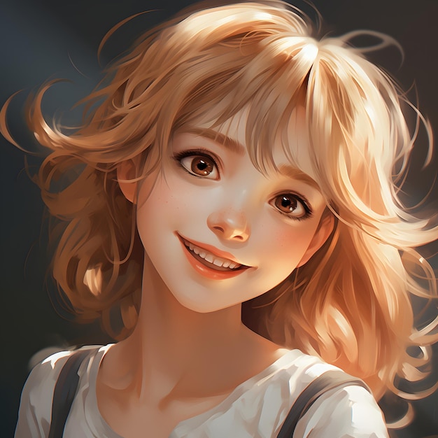 potrait full face di una bella ragazza anime