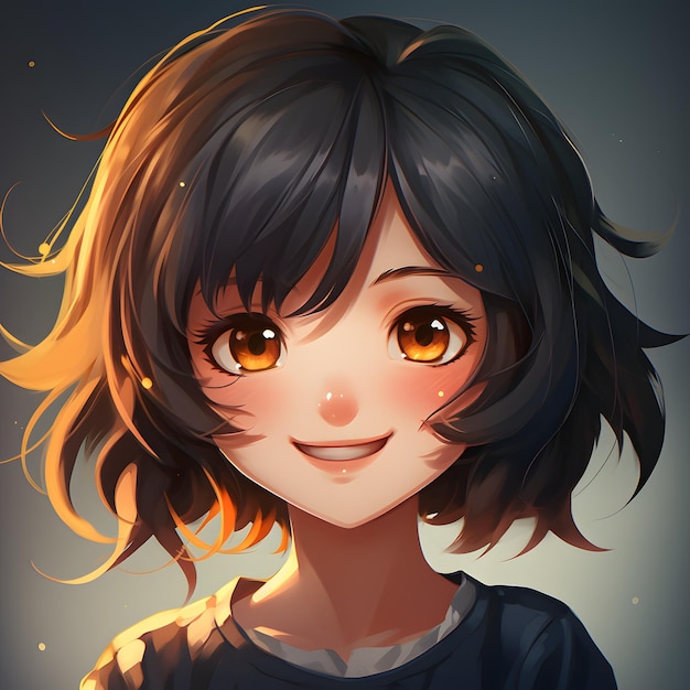 potrait full face di una bella ragazza anime