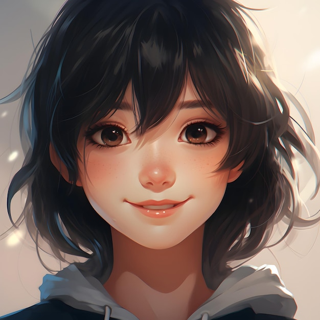 potrait full face di una bella ragazza anime