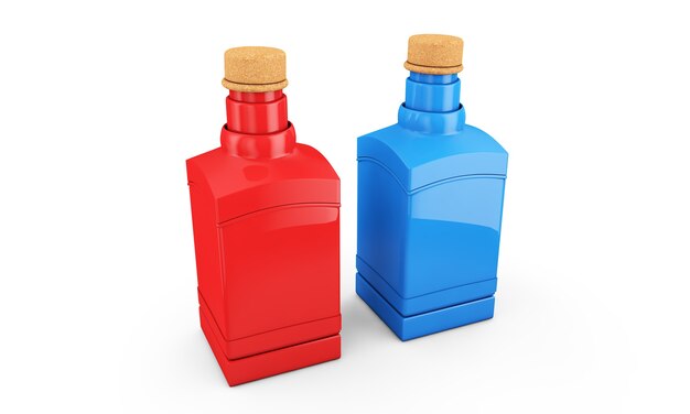 Pozione bottiglia isolata su sfondo bianco, rendering 3D