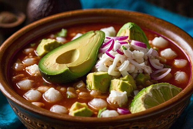 Pozole Crea con fette di avocado