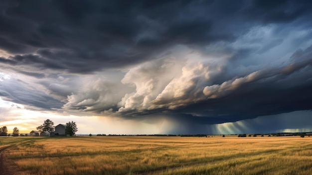 Prairie Storm Clouds tempo minaccioso panorama del paesaggio rurale del Saskatchewan Canada