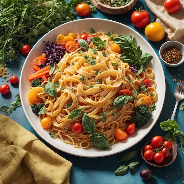 Pranzo sano pasta vegetariana