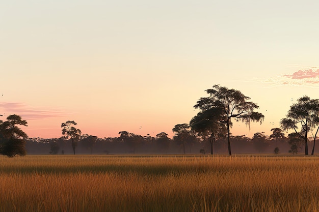 Praterie della savana con alberi di acacia