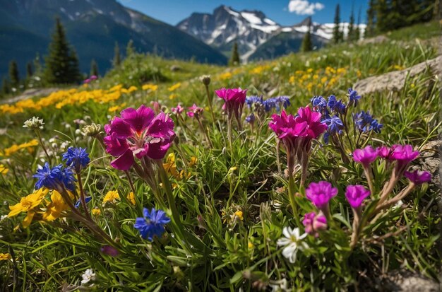 Prati alpini coperti di fiori selvatici