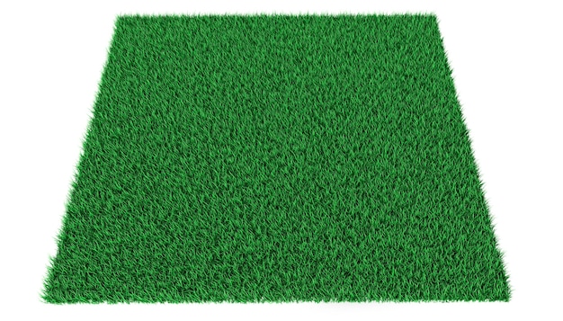Prato verde brillante su sfondo bianco. illustrazione 3D