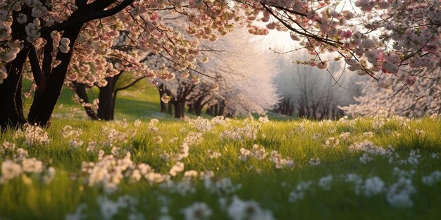 Prato verde primavera su sfondo colorato Sfondo di colore bianco Fiori di primavera Natura verde Sfondo naturale Paesaggio primaverile estivo