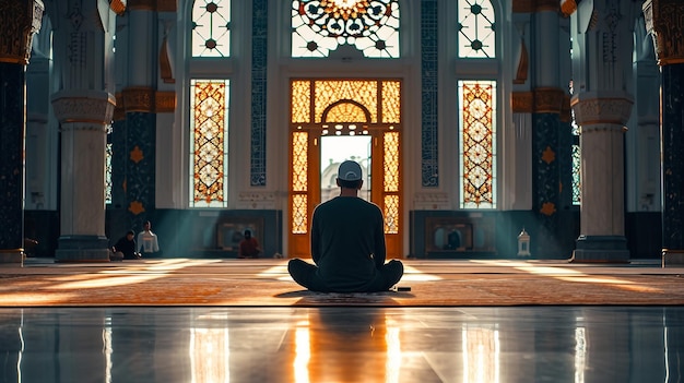 Pregare in una bellissima moschea Ramadan Kareem Ramadan Mubarak