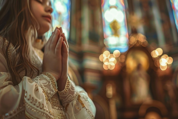 Preghiera della chiesa vintage per la fede COVID-19 donazione di cibo per i bambini