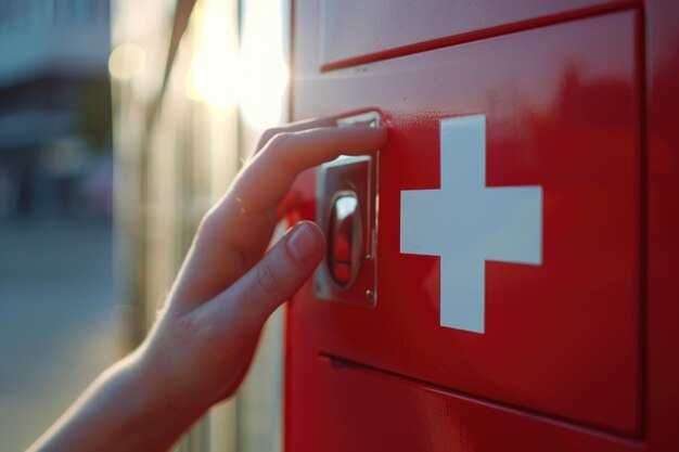 Premere a mano il cartello di pronto soccorso Premere a mani il cartello