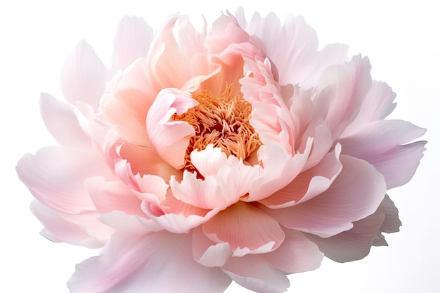Premiata fotografia macro del fiore di peonia isolato su uno sfondo bianco