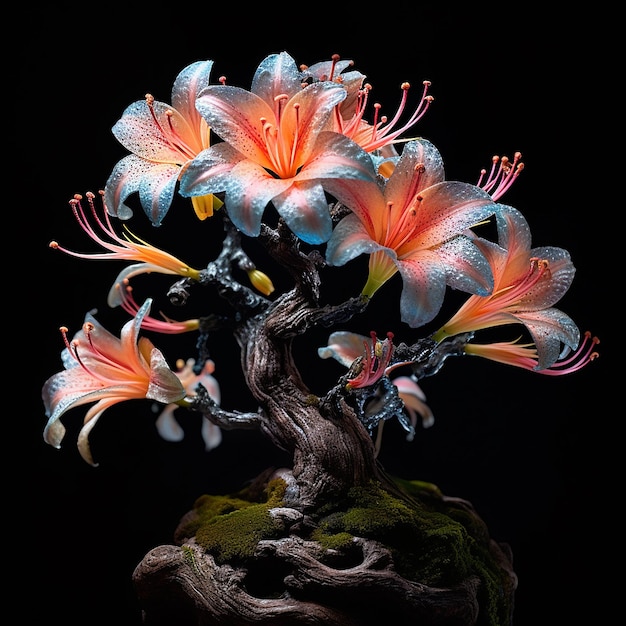 Premiato bonsai bellissimi colori fiori albero AI generativa