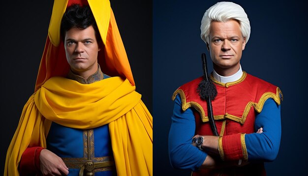 Premier Rutte als Sinterklaas en Geert wilders als zwarte piet