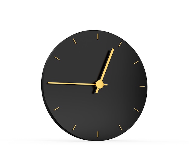 Premium Gold Clock icon 12 45 o quarto d'ora all'una su sfondo nero icona dodici quarantacinque