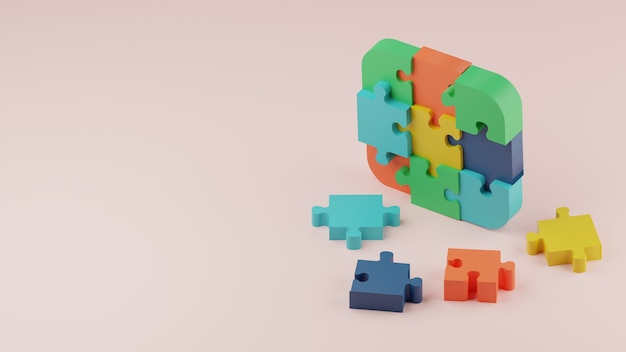 Premium puzzle di gioco 3D per il concetto di risoluzione dei problemi immagine premium