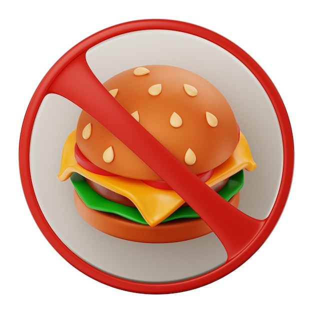 Premium Ramadan nessun segno di cibo icona rendering 3d su sfondo isolato