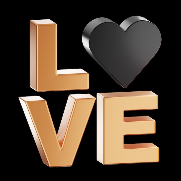 Premium San Valentino amore testo icona rendering 3d su sfondo isolato