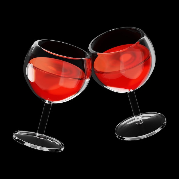 Premium San Valentino bicchiere di vino icona rendering 3d su sfondo isolato
