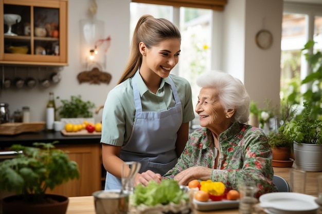Prendersi cura di una donna anziana nel comfort di casa Generative Ai