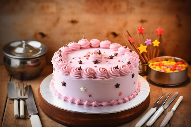 prepara la torta di compleanno in cucina e riempi la fotografia di cibo