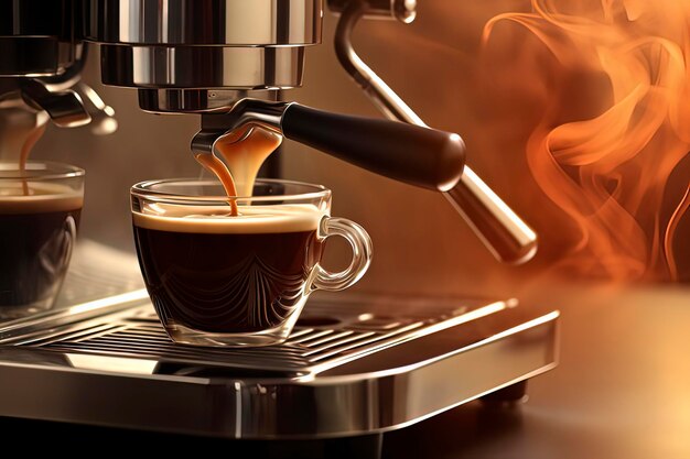 Preparare l'espresso italiano con l'immagine generata dalla tecnologia AI della macchina da caffè