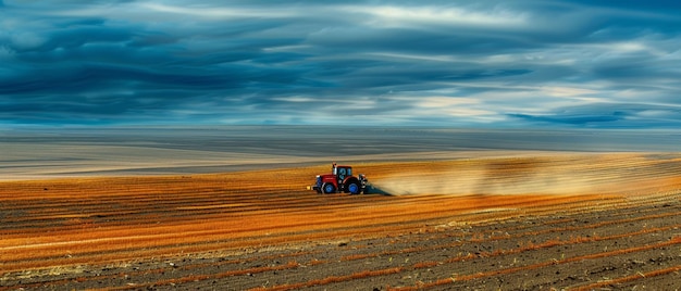 Preparazione del letto di semina da parte di un agricoltore nel suo trattore